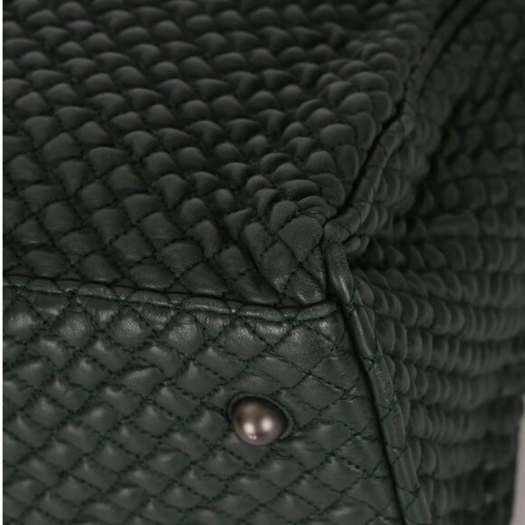 Bottega Veneta Intrecciato Green Top Handle Bag Woven Leather - Picture 9 of 15